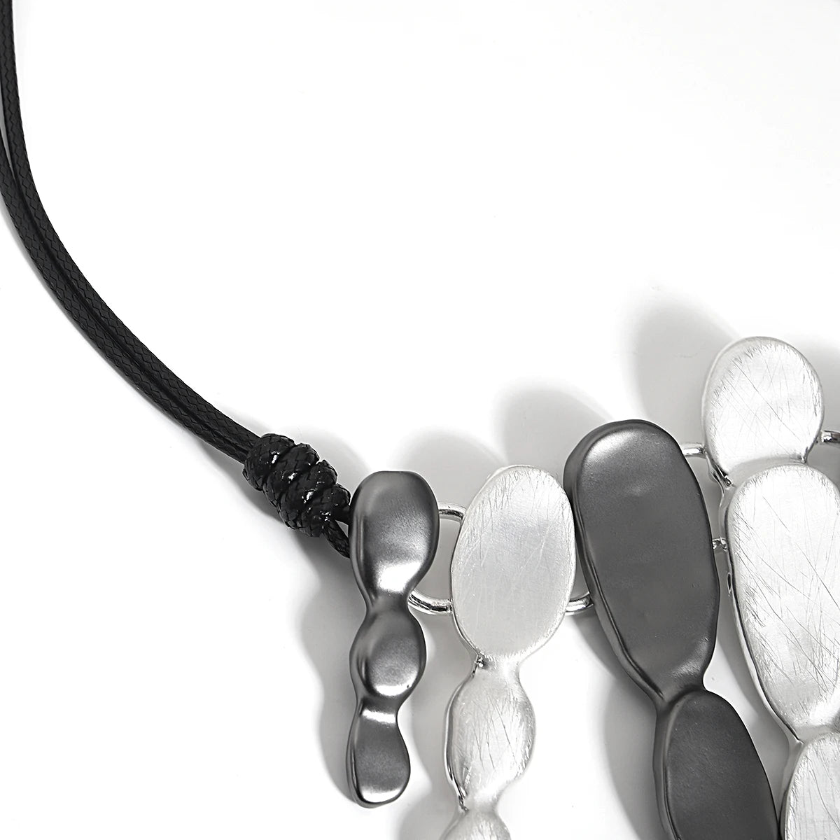 ALLYES Ethnic Silver Color Irregular Multilayer Pendant Necklace Bohemian Leather Rope Choker Necklaces Statement Jewelry
