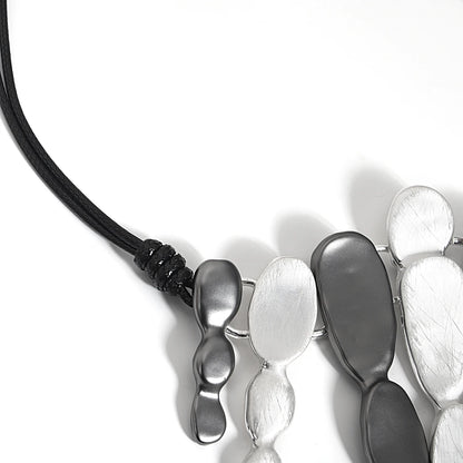 ALLYES Ethnic Silver Color Irregular Multilayer Pendant Necklace Bohemian Leather Rope Choker Necklaces Statement Jewelry