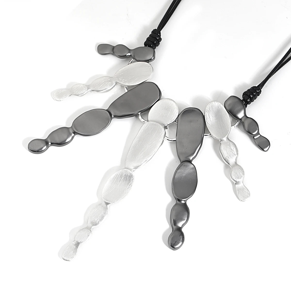 ALLYES Ethnic Silver Color Irregular Multilayer Pendant Necklace Bohemian Leather Rope Choker Necklaces Statement Jewelry