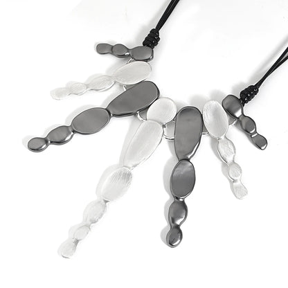 ALLYES Ethnic Silver Color Irregular Multilayer Pendant Necklace Bohemian Leather Rope Choker Necklaces Statement Jewelry