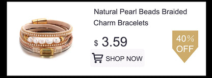 ALLYES Charm Crystal Stone Beaded Leather Bracelet for Women Retro Metal Tube Handmade Braided Multilayer Wrap Bracelets Jewelry