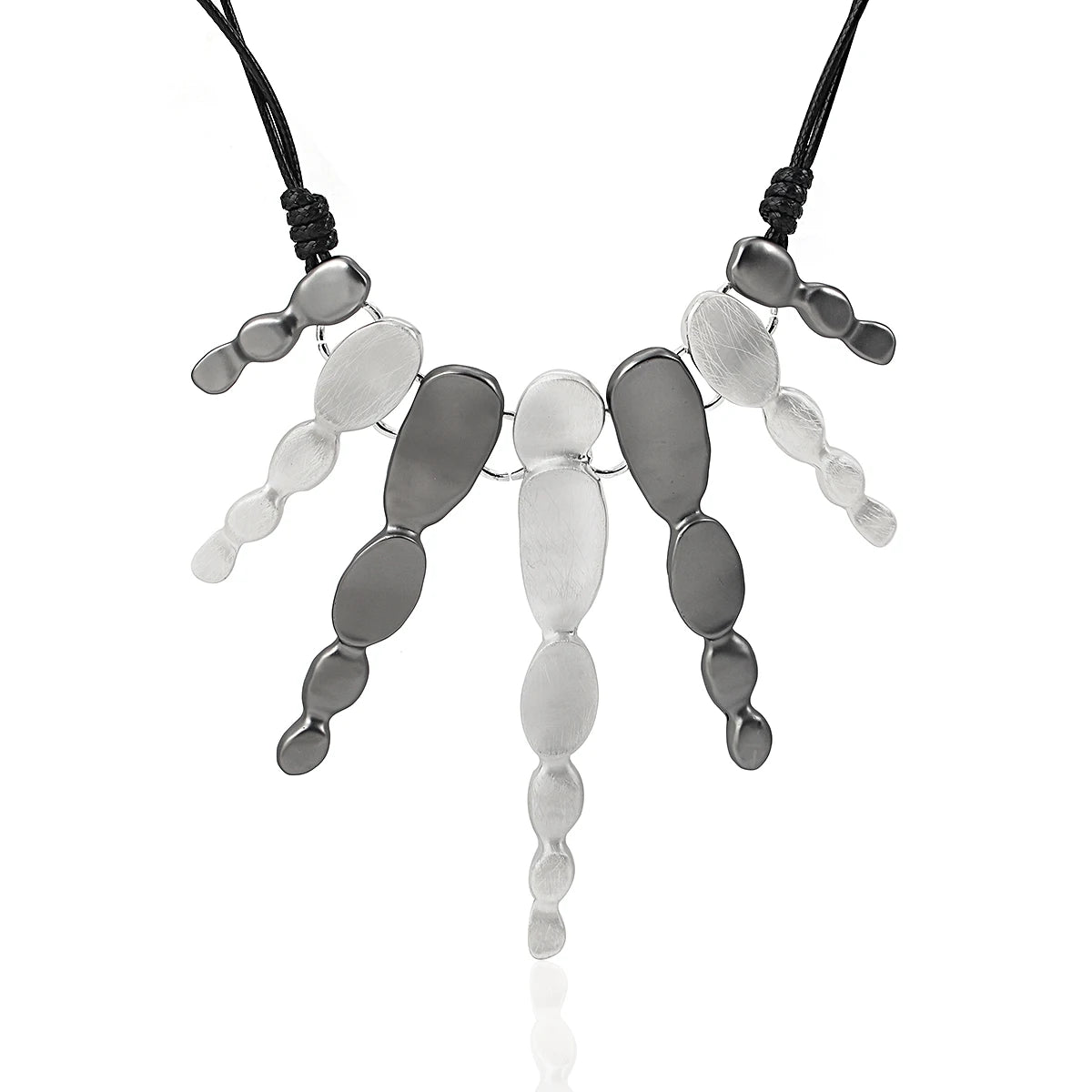 ALLYES Ethnic Silver Color Irregular Multilayer Pendant Necklace Bohemian Leather Rope Choker Necklaces Statement Jewelry