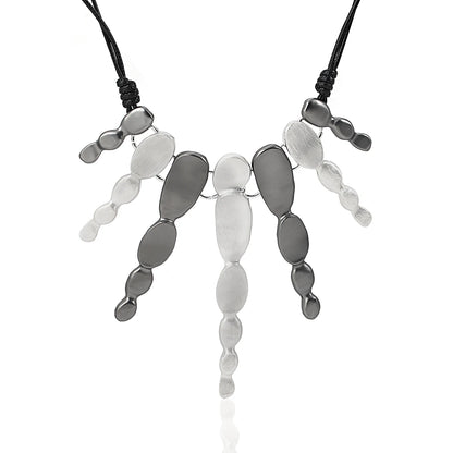 ALLYES Ethnic Silver Color Irregular Multilayer Pendant Necklace Bohemian Leather Rope Choker Necklaces Statement Jewelry