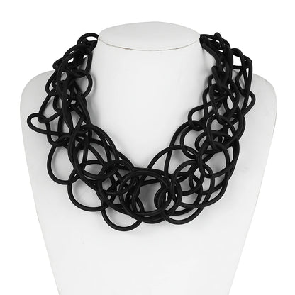 ALLYES Exaggerated Leather Collar Necklace for Women Irregular Round Wrap Statement Choker Necklace Ethnic Jewelry Gifts
