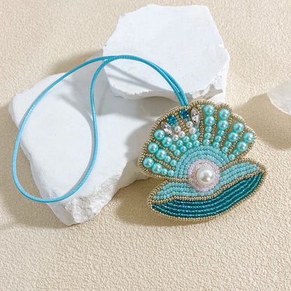 ALLYES Scallop Pearl Handcrafted Beaded Keychain, Accessory for Bags And Clothing, Mobile Phone Handbag Hanging Charms Keyring