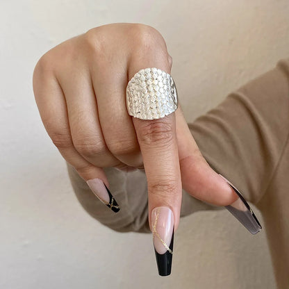 ALLYES Chunky Gold Color Rings for Women Men Irregular Geometric Matte Elastic Rope Connection Finger Rings Trendy Jewelry