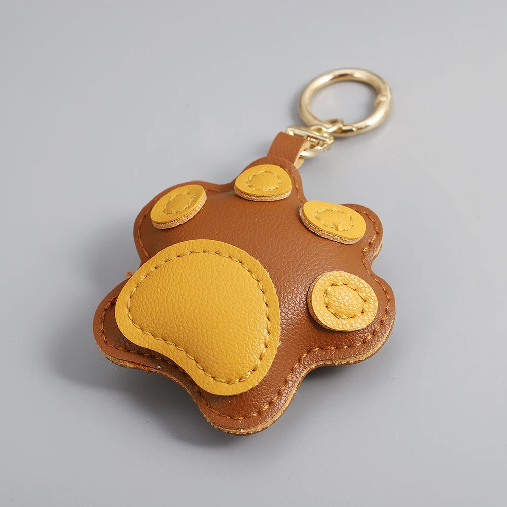 ALLYES Creative PU Leather Cartoon Cat Paw Keychain Mobile Phone Bags Car Hanging Fashion Charms Keyring Accessories Gifts