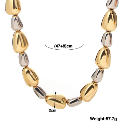 ALLYES Irregular Two Tone Waterdrop Beads Necklaces for Women Y2K Punk Rock Gold Color Thick Chain Necklace Choker Party Jewelry