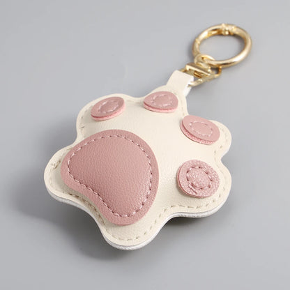 ALLYES Creative PU Leather Cartoon Cat Paw Keychain Mobile Phone Bags Car Hanging Fashion Charms Keyring Accessories Gifts