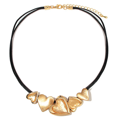 ALLYES Irregular Love Heart Leather Necklace for Women Boho Choker Sweater Chain Fall Winter Accessories Valentine's Day Gift