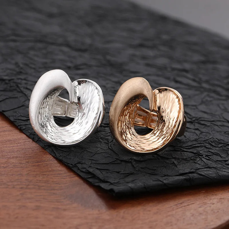 ALLYES Chunky Gold Color Rings for Women Men Irregular Geometric Matte Elastic Rope Connection Finger Rings Trendy Jewelry