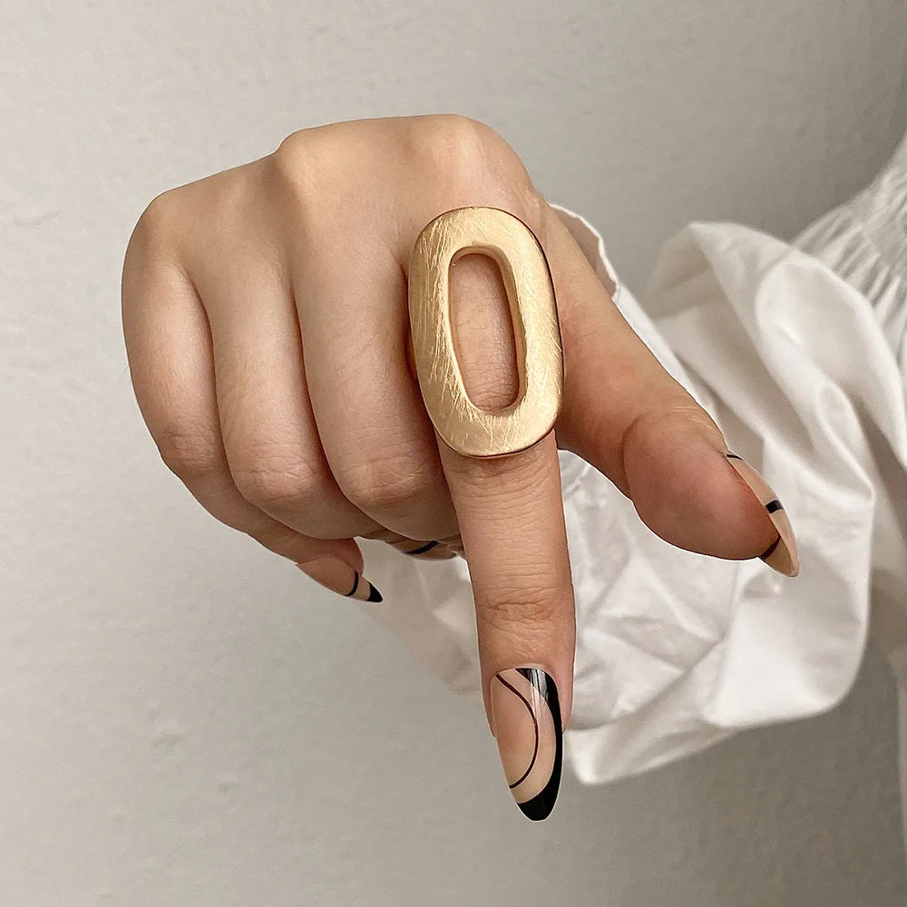 ALLYES Irregular Chunky Gold Silver Color Rings for Women Men Personality Elastic Rope Adjustable Finger Ring Fashion Jewelry