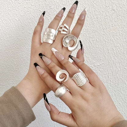 ALLYES Chunky Gold Color Rings for Women Men Irregular Geometric Matte Elastic Rope Connection Finger Rings Trendy Jewelry