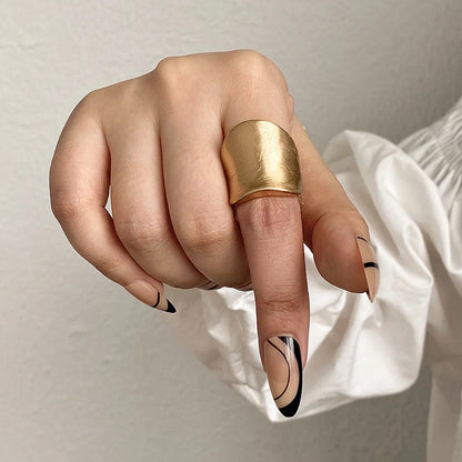 ALLYES Fashion Elastic Rope Adjustable Rings for Women Men Irregular Geometric Matte Chunky Gold Color Finger Ring Charm Jewelry