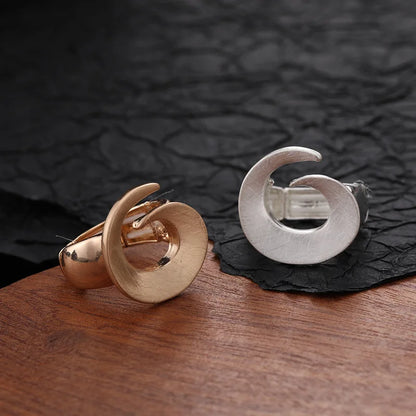 ALLYES Chunky Gold Color Rings for Women Men Irregular Geometric Matte Elastic Rope Connection Finger Rings Trendy Jewelry