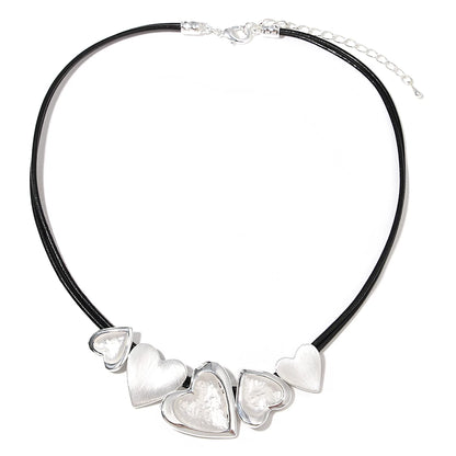 ALLYES Irregular Love Heart Leather Necklace for Women Boho Choker Sweater Chain Fall Winter Accessories Valentine's Day Gift