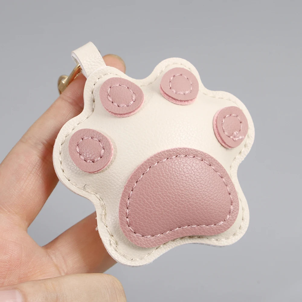 ALLYES Creative PU Leather Cartoon Cat Paw Keychain Mobile Phone Bags Car Hanging Fashion Charms Keyring Accessories Gifts