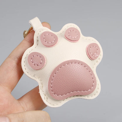 ALLYES Creative PU Leather Cartoon Cat Paw Keychain Mobile Phone Bags Car Hanging Fashion Charms Keyring Accessories Gifts