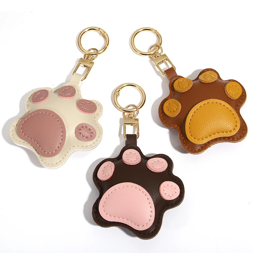ALLYES Creative PU Leather Cartoon Cat Paw Keychain Mobile Phone Bags Car Hanging Fashion Charms Keyring Accessories Gifts