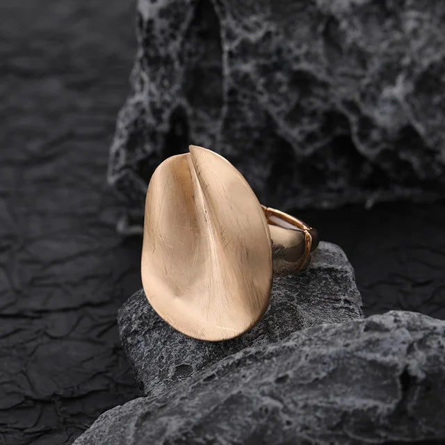 ALLYES Irregular Chunky Gold Silver Color Rings for Women Men Personality Elastic Rope Adjustable Finger Ring Fashion Jewelry