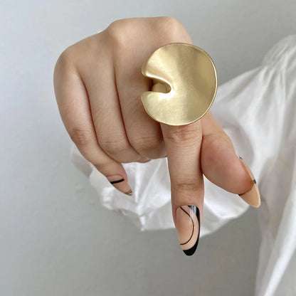 ALLYES Fashion Elastic Rope Adjustable Rings for Women Men Irregular Geometric Matte Chunky Gold Color Finger Ring Charm Jewelry