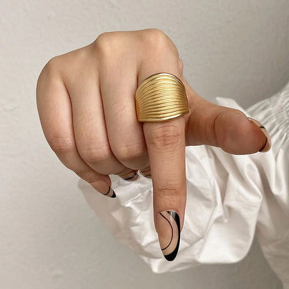 ALLYES Irregular Chunky Gold Silver Color Rings for Women Men Personality Elastic Rope Adjustable Finger Ring Fashion Jewelry