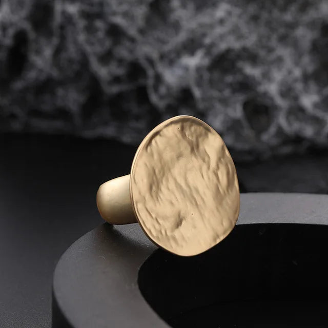 ALLYES Irregular Chunky Gold Silver Color Rings for Women Men Personality Elastic Rope Adjustable Finger Ring Fashion Jewelry