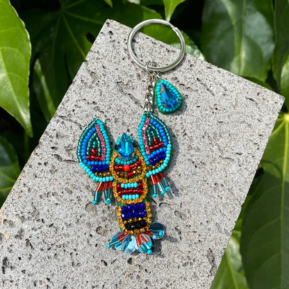 ALLYES Exquisite Colorful Seed Beads Hand-sewn Lobster Keychain, Trendy Mobile Phone Handbag Hanging, Charms Keyring Accessories