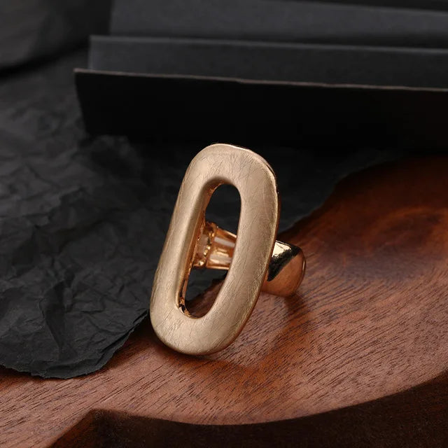 ALLYES Irregular Chunky Gold Silver Color Rings for Women Men Personality Elastic Rope Adjustable Finger Ring Fashion Jewelry