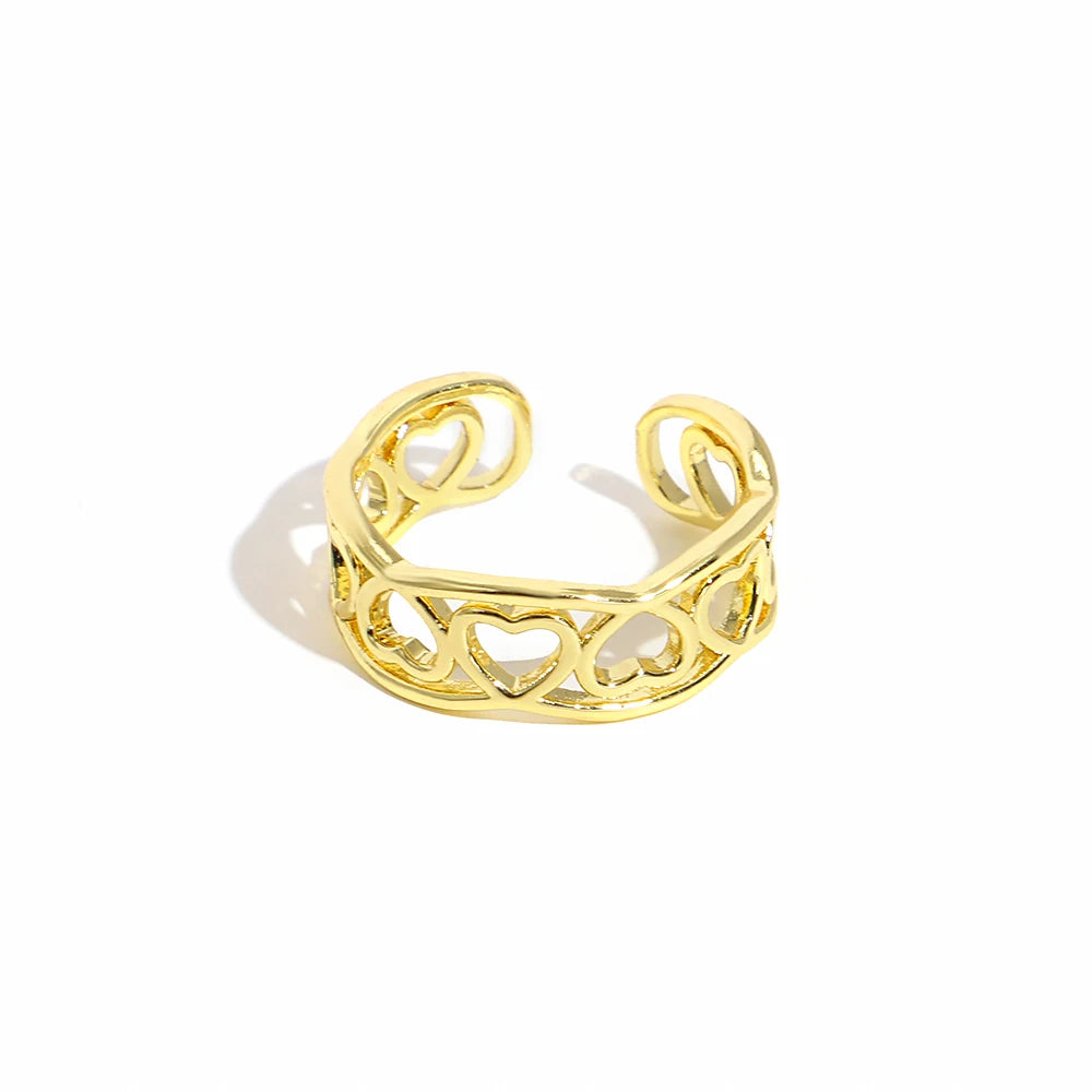ALLYES Fashion Gold Plated Copper Rings for Women Cute Enamel Cherry Strawberry Crystal Fruit Finger Ring Jewelry Gifts