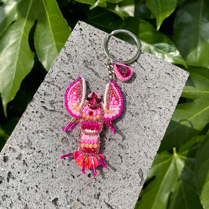 ALLYES Exquisite Colorful Seed Beads Hand-sewn Lobster Keychain, Trendy Mobile Phone Handbag Hanging, Charms Keyring Accessories
