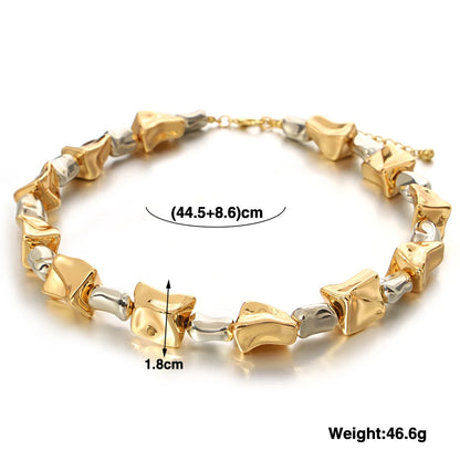 ALLYES Irregular Two Tone Geometric Beads Necklaces for Women Y2K Punk Rock Gold Color Thick Chain Necklace Choker Party Jewelry