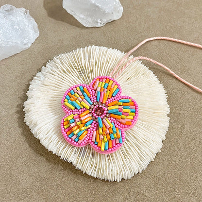 ALLYES Delicate Colorful Multilayer Tube Beads Hand-sewn Flower Keychain, Fashion Mobile Phone Handbag Hanging Charms Keyring