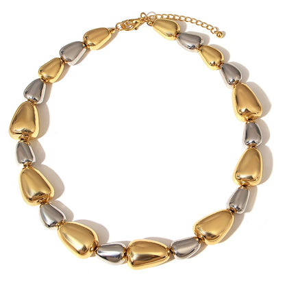 ALLYES Irregular Two Tone Waterdrop Beads Necklaces for Women Y2K Punk Rock Gold Color Thick Chain Necklace Choker Party Jewelry