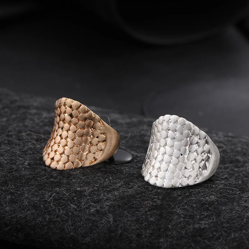 ALLYES Chunky Gold Color Rings for Women Men Irregular Geometric Matte Elastic Rope Connection Finger Rings Trendy Jewelry