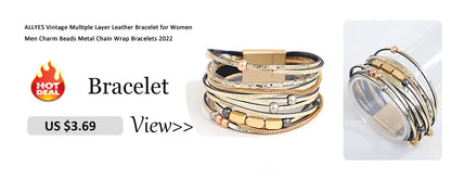 ALLYES Vintage Tree of Life Leather Bracelet for Women Multilayer Crystal Beads Chain Wrap Bracelets & Bangles Party Jewelry