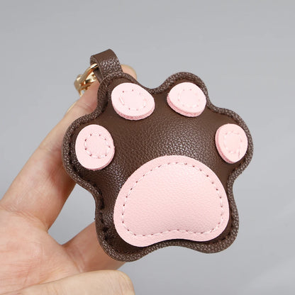 ALLYES Creative PU Leather Cartoon Cat Paw Keychain Mobile Phone Bags Car Hanging Fashion Charms Keyring Accessories Gifts