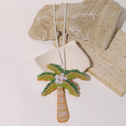 ALLYES Fashion Handcrafted Seed Bead Coconut Tree Keychain, Mobile Phone Handbag Hanging, Charms Keyring Gifts