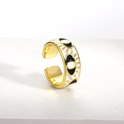 ALLYES Chunky Colorful Enamel Evil Eye Opening Rings for Women Personality Ethnic Matte Gold Color Finger Rings Charm Jewelry