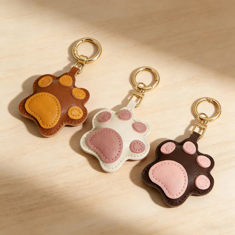 ALLYES Creative PU Leather Cartoon Cat Paw Keychain Mobile Phone Bags Car Hanging Fashion Charms Keyring Accessories Gifts