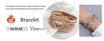 ALLYES Vintage Tree of Life Leather Bracelet for Women Multilayer Crystal Beads Chain Wrap Bracelets & Bangles Party Jewelry