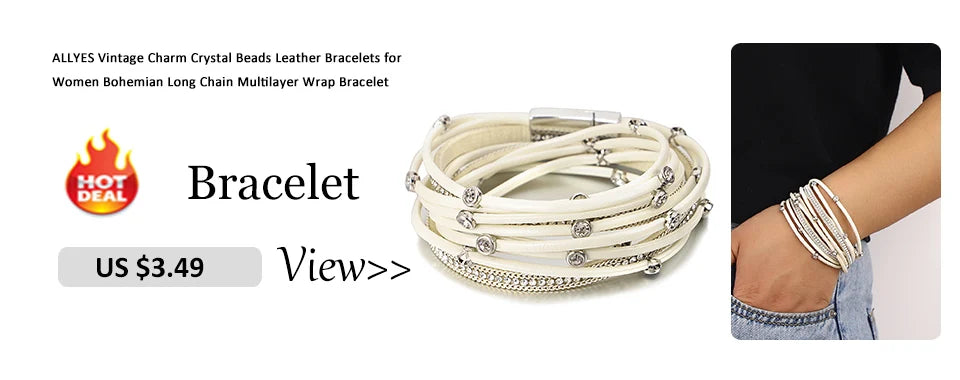 ALLYES Vintage Natural Stones Leather Bracelet for Women Men Boho Handmade Braided Multilayer Winding Wrap Bracelets Jewelry