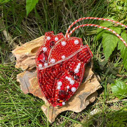 ALLYES Chic Pink Red Seed Beads Sequins Hand-sewn Heart Keychain Fashion Mobile Phone Handbag Hanging Charms Keyring Accessories