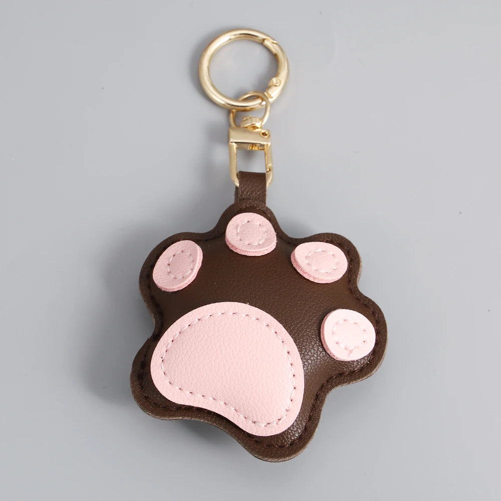 ALLYES Creative PU Leather Cartoon Cat Paw Keychain Mobile Phone Bags Car Hanging Fashion Charms Keyring Accessories Gifts