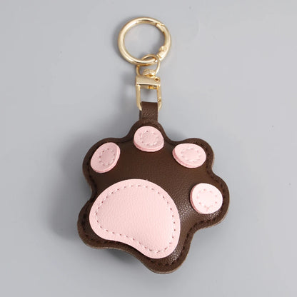 ALLYES Creative PU Leather Cartoon Cat Paw Keychain Mobile Phone Bags Car Hanging Fashion Charms Keyring Accessories Gifts